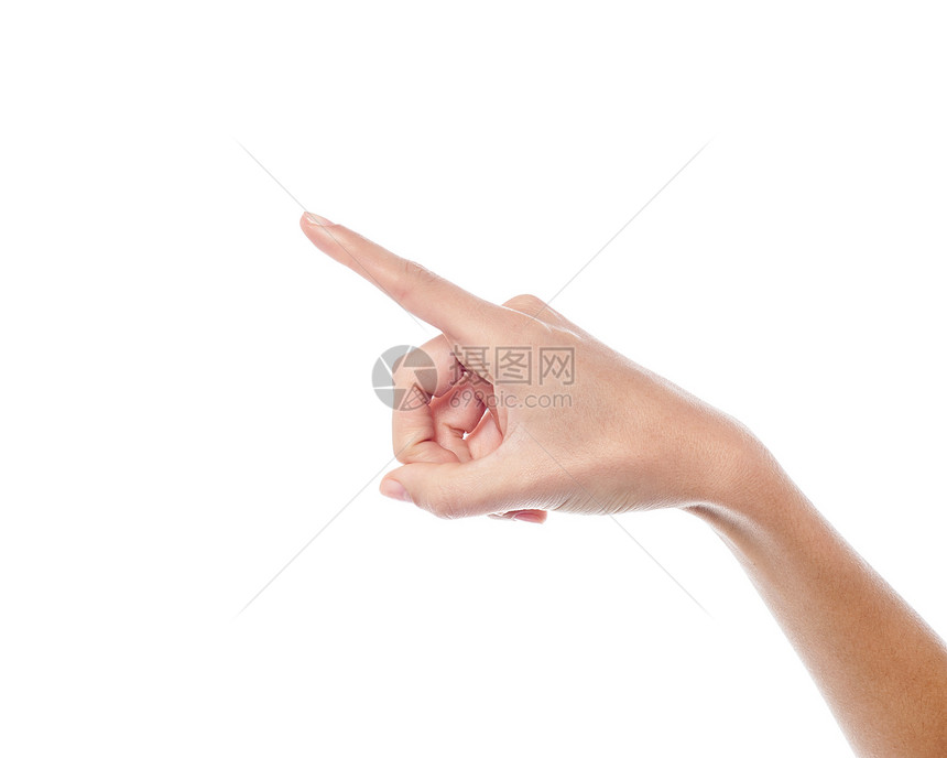 人手指向某物女士手势手腕食指女性白色拇指图片