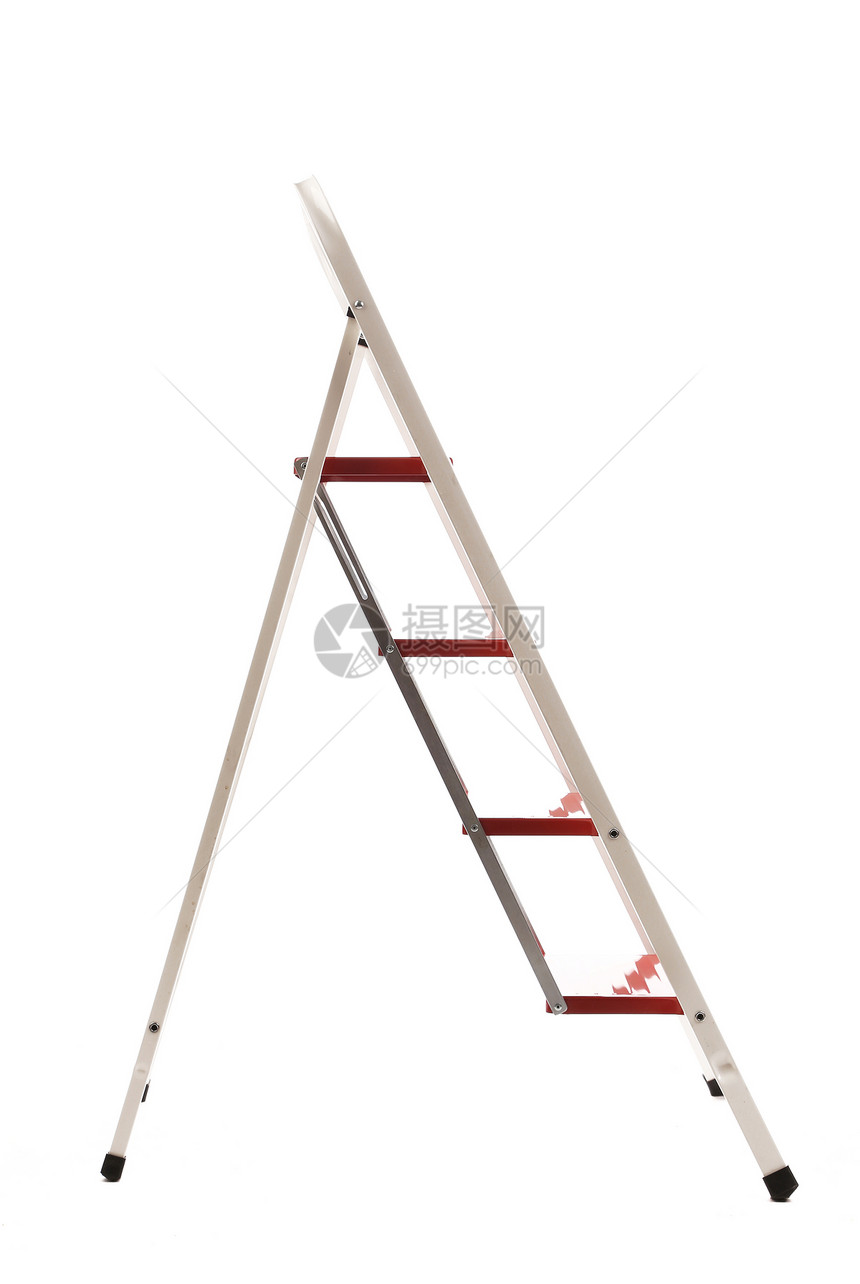 向上贴近的继梯白色工具工作房子绝缘金属功能性住宅红色梯子图片