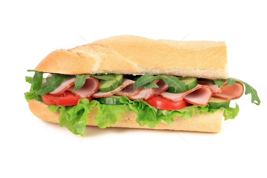 法式面包饼新鲜三明治青菜面包洋葱食物胸部火腿小麦小吃美食野餐图片