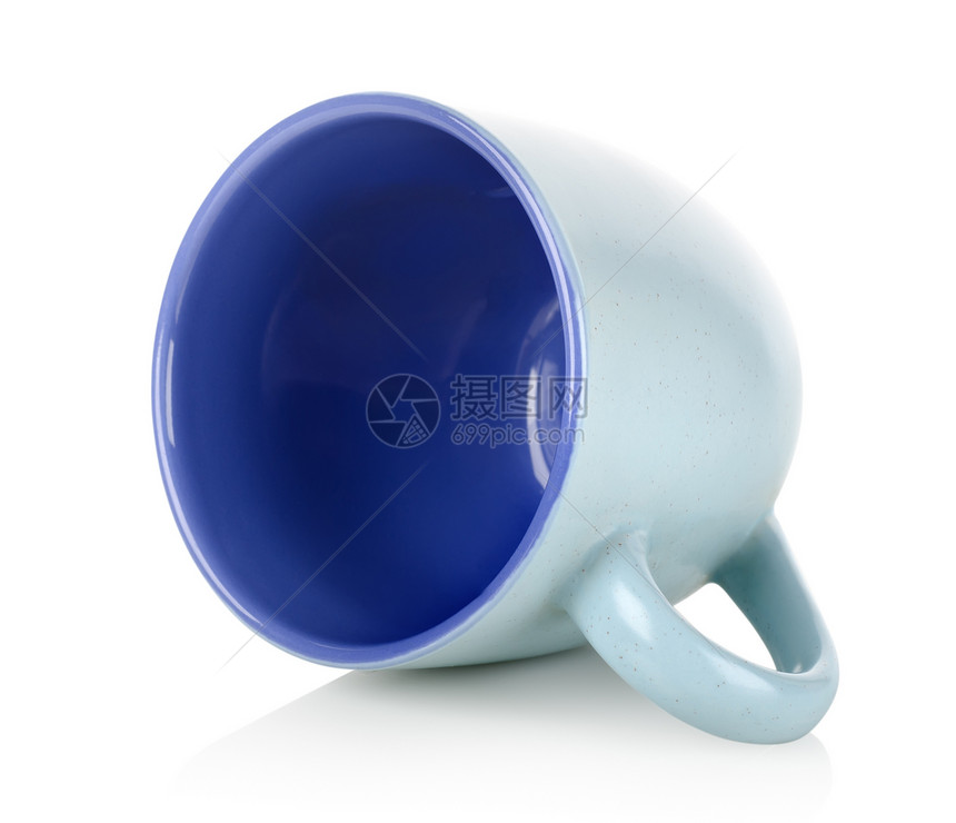 蓝咖啡杯反射茶碗菜肴用具陶瓷杯子白色咖啡陶器制品图片