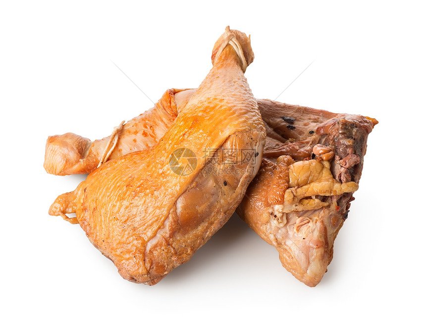 煮鸡腿白色肉类美食替代品茶点饮食家禽熏制棕色小吃图片