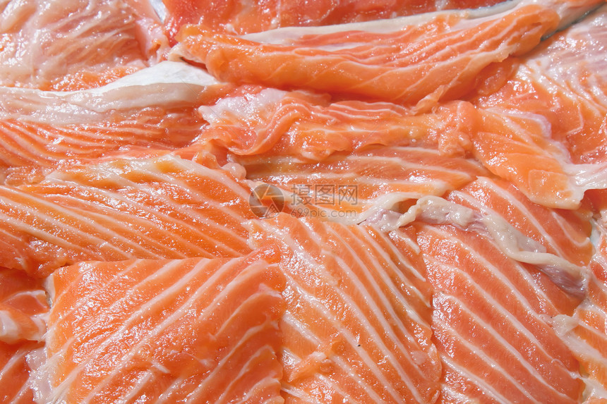 Raw Salmon 背景寿司食物海鲜异国红鱼宏观团体美食鱼片钓鱼图片