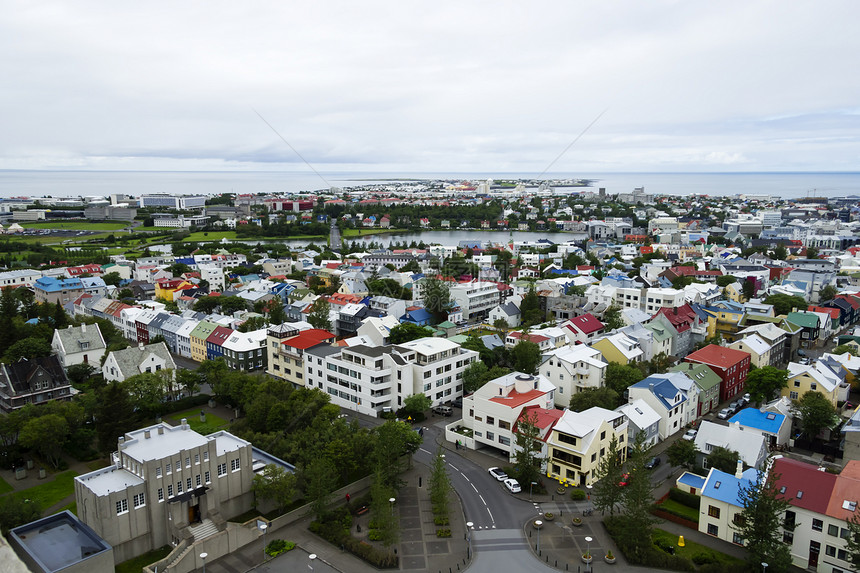 冰岛雷克雅未克市海洋建筑学首都街道峡湾城市天线蓝色天空景观图片