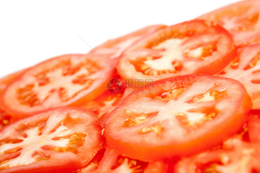 切片西红柿食物厨房饮食烹饪白色宏观戒指植物市场蔬菜图片