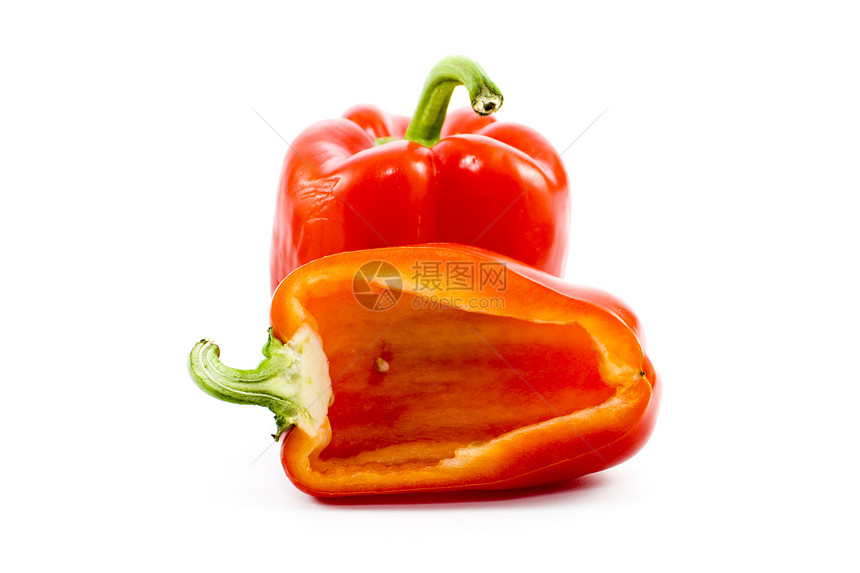 白色背景的新鲜红树脂花园红辣椒食品场地辣椒蔬菜红色食物饮食图片