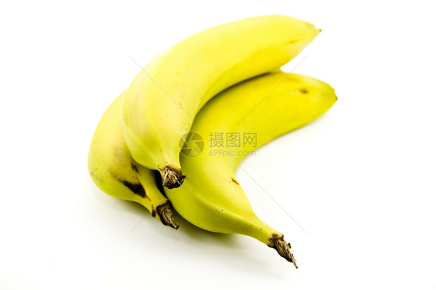 白色背景的新鲜黄色香蕉食物水果饮食新鲜度食品图片