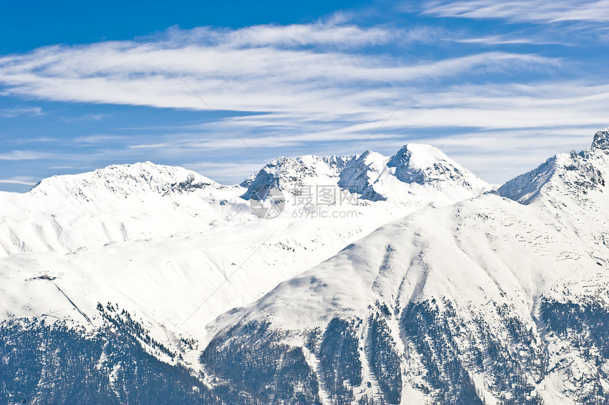 斯威斯阿尔卑斯山的全景高度高山蓝色山顶冰川环境阳光旅游首脑天气图片