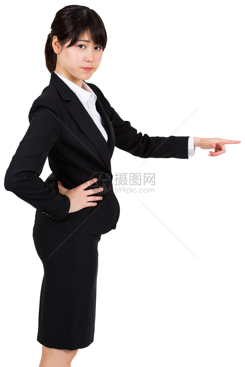 重点突出的女商务人士指出手势女性职业商业人士推介会女士手指商务公司图片