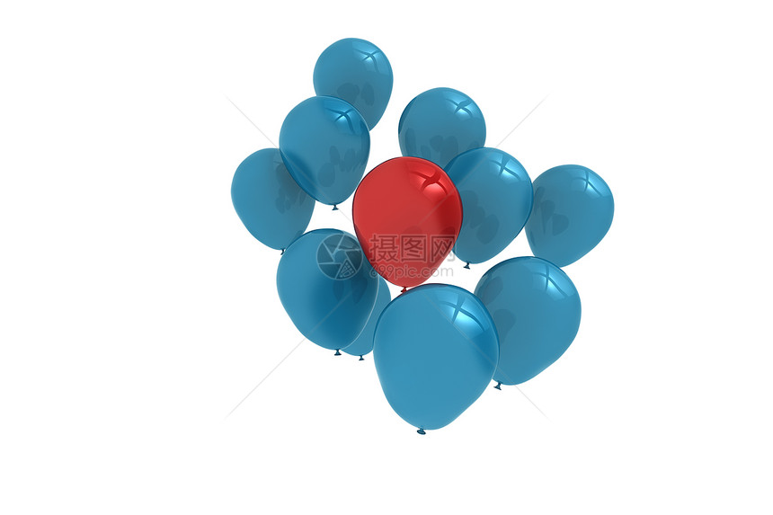 蓝气球和红气球乐趣派对绘图计算机图片