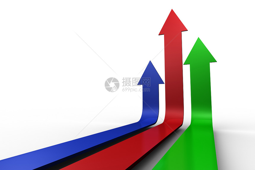 指向上方的多彩箭头绘图蓝色成功绿色计算机红色进步生长图片