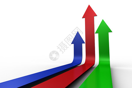 指向上方的多彩箭头绘图蓝色成功绿色计算机红色进步生长背景图片