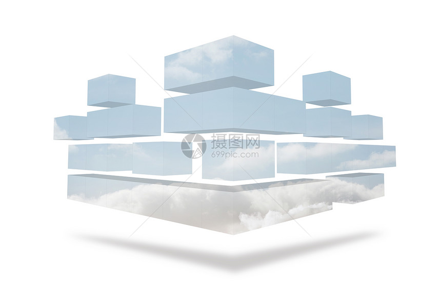 显示天空的结构结构计算机绘图未来派白色多云图片