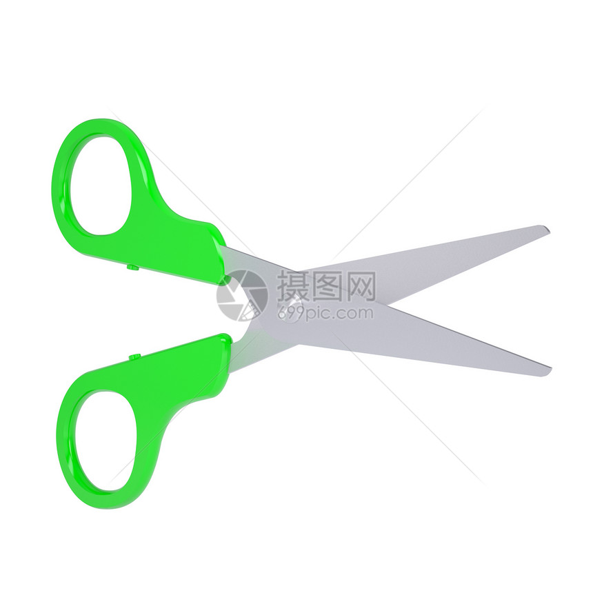 带有绿色手柄的剪刀阴影金属夹子边缘产品工作工具安全工人玩具图片