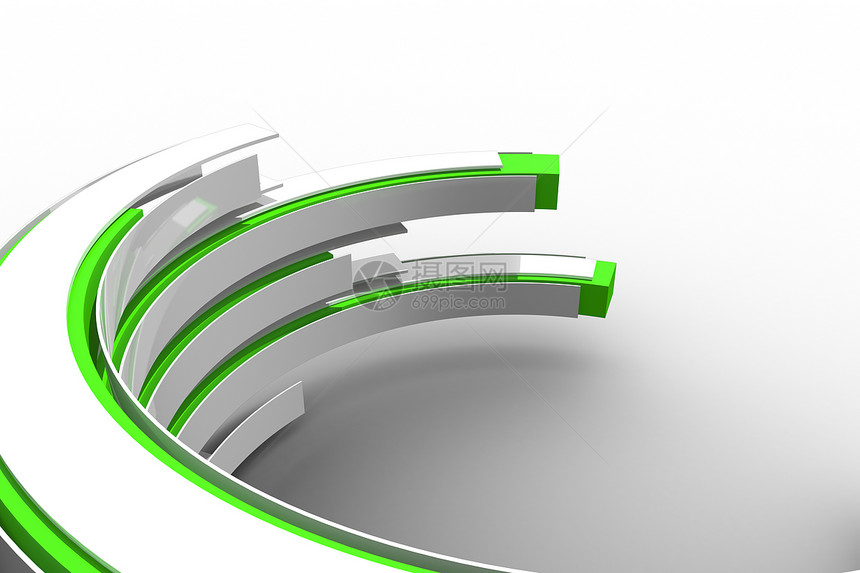绿色和白色弯曲结构未来派计算机绘图图片
