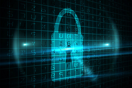 安全成产数码数字安全锁保护数据绘图蓝色技术未来派计算机背景