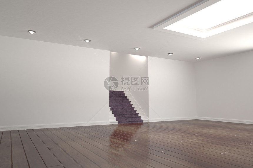 紫色楼梯在一个明亮的房间图片