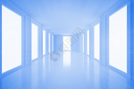 带有窗户的亮蓝色大厅绘图房间计算机白色背景图片