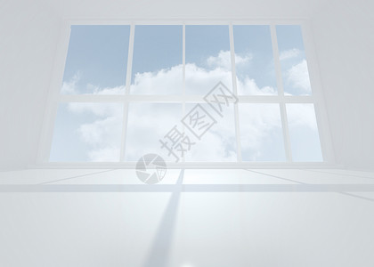 带有窗口的亮白色房间计算机阳光数字窗户绘图天空背景图片