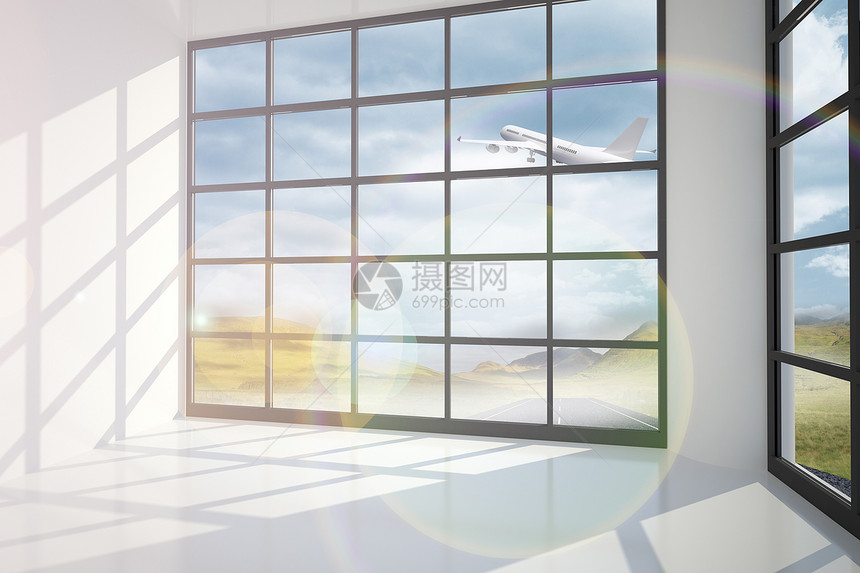 飞越窗口的飞机航空计算机旅行房间假期白色窗户绘图飞行天空图片