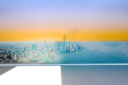 墙上的城市投影景观绘图地平线海岸线房间支撑计算机背景图片