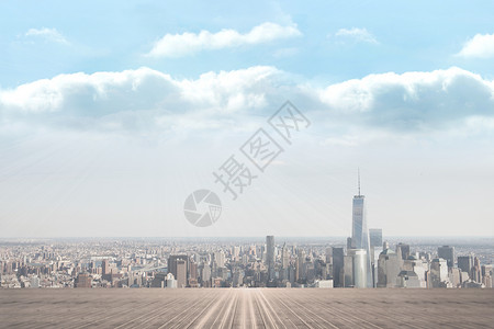 浮游的秃鹰俯视的城市景观天空多云计算机绘图背景图片