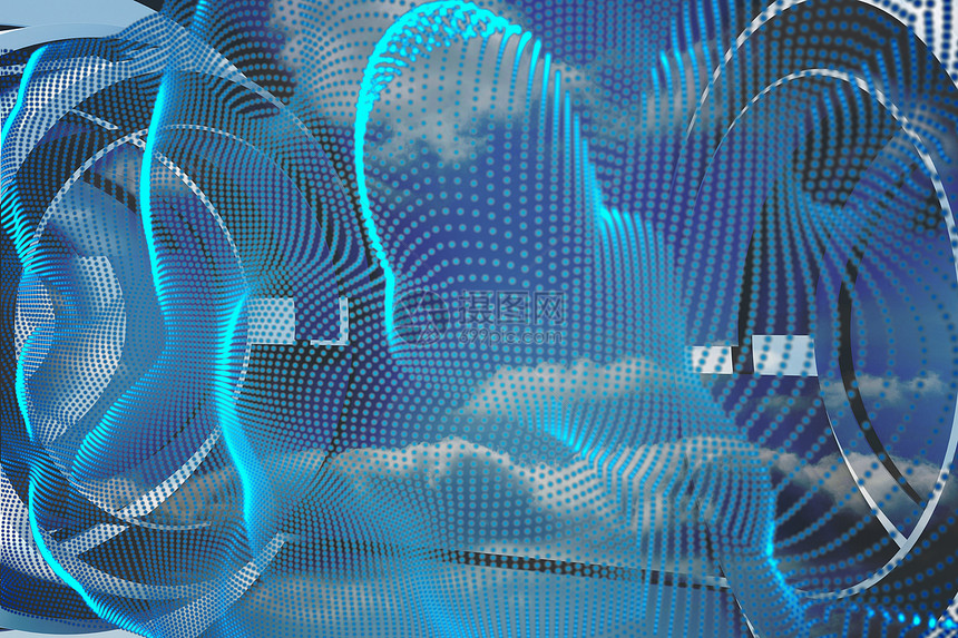 蓝色抽象设计未来派曲线辉光活力圆圈绘图计算机图片