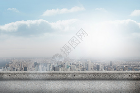 浮游的秃鹰俯视的城市地平线景观阳台计算机晴天阳光绘图背景