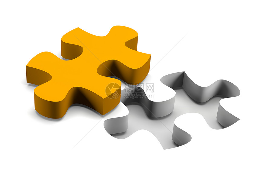 橙色拼谜片解决方案概念图片