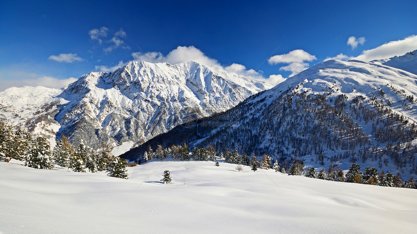 意大利阿尔卑斯山的冬季风景危险冰川荒野自由全景雪堆季节冒险山峰勘探图片