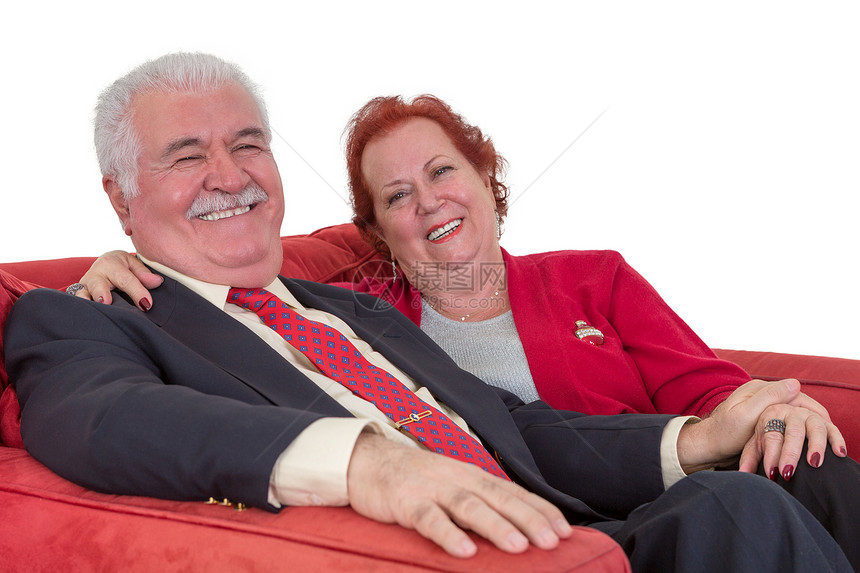 白种老人夫妇笑着握手牵手图片