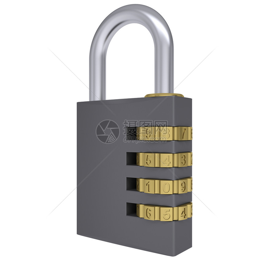 组合挂锁金属解决方案秘密软垫隐私宏观密码开锁安全黄铜图片