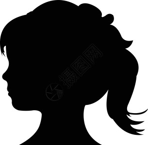 黑色轮廓儿童头环影矢量侧脸男性剪影个人黑色剪影头身体女性女儿白色插画