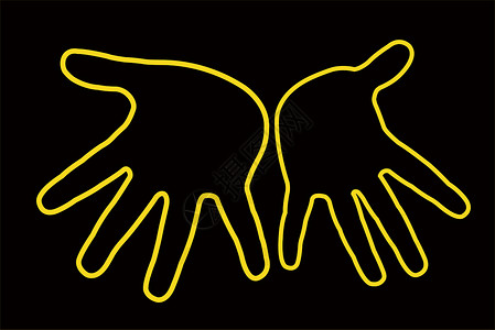 一对双手环影矢量手指黄色孩子棕榈身体插图背景图片
