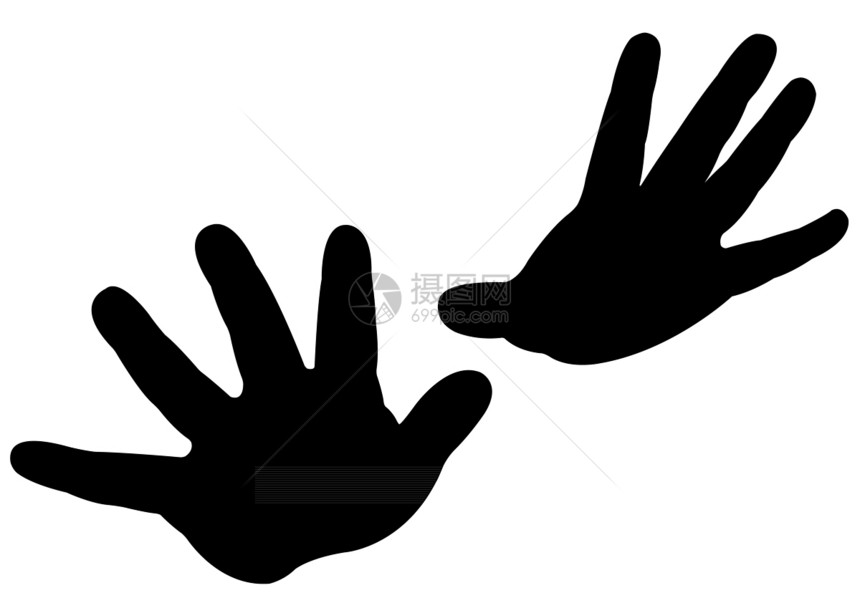 一对双手环影矢量身体手指插图孩子棕榈图片