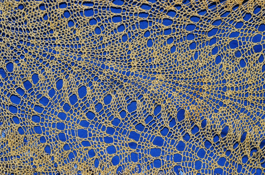 蕾丝黄色织物钩针针织蓝色手工工艺花边图片