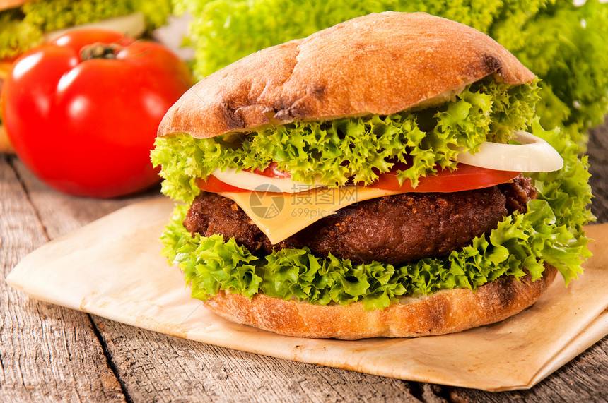 芝士汉堡蔬菜面包画幅沙拉种子吃饭美食午餐摄影牛肉图片