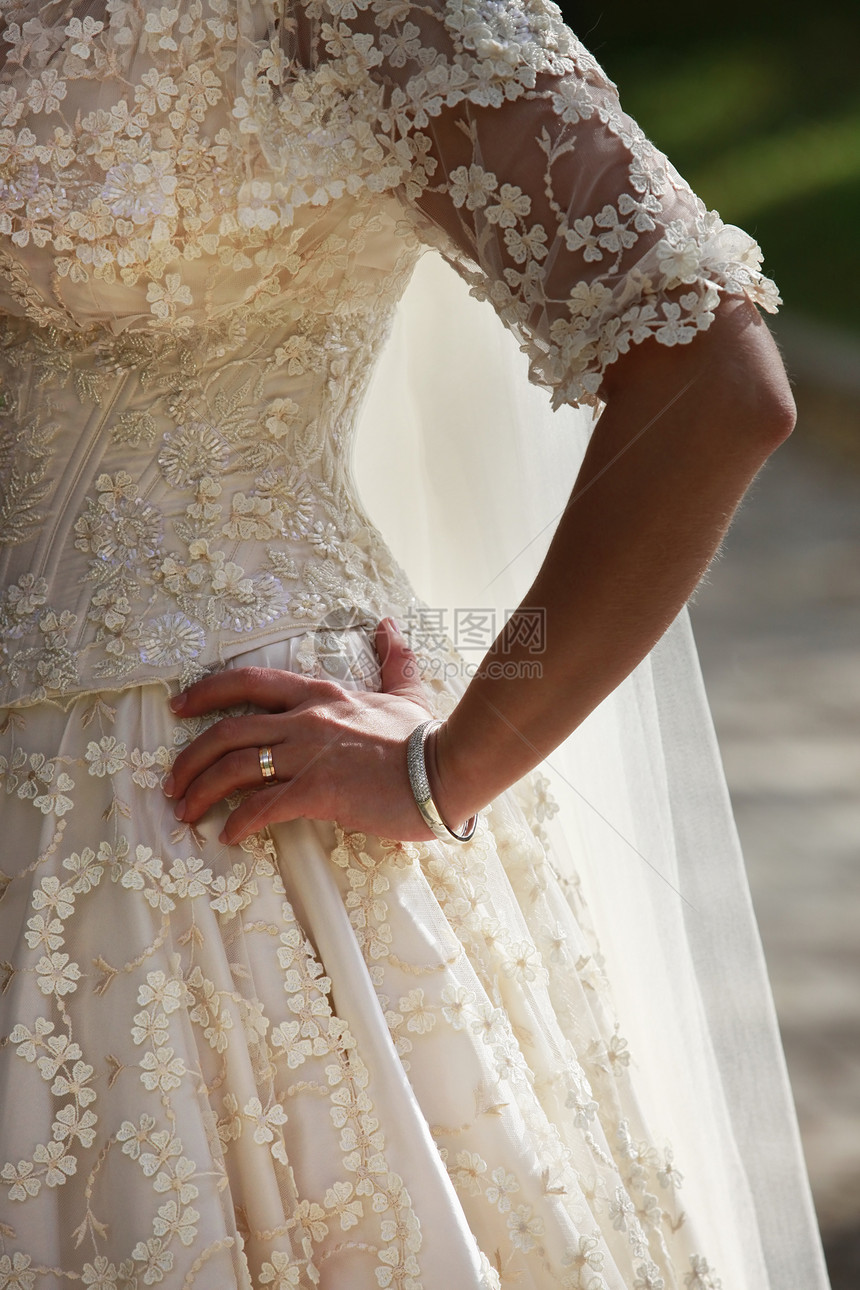新娘的服装裙子衣服婚礼蕾丝女性白色面纱刺绣正装图片