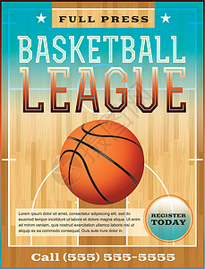 篮球联盟传单标题海报木地板插图硬木竞技场篮球场地面公告背景图片