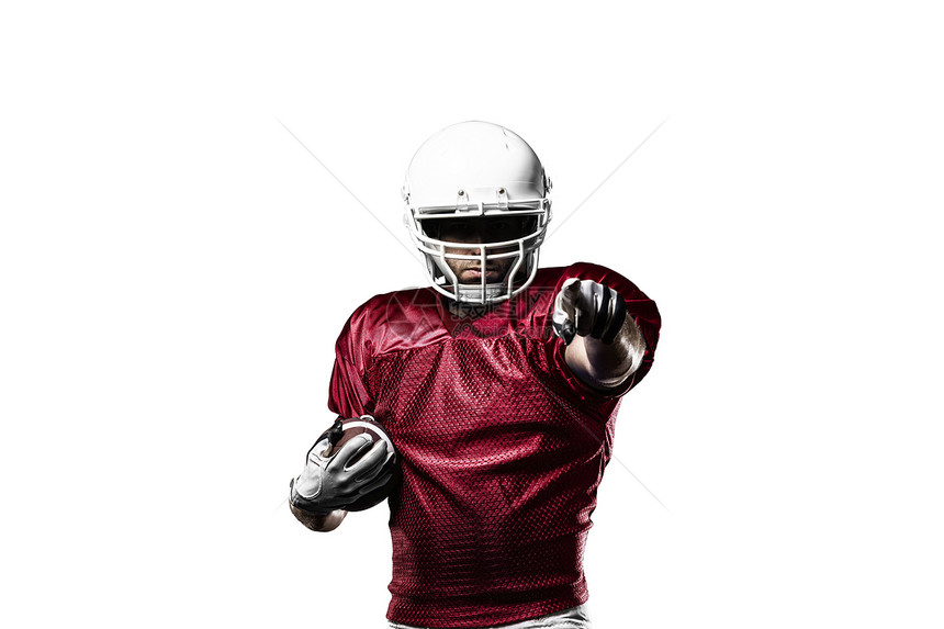 足球运动员力量影棚头盔团队运动服男性黑色制服红色肌肉图片