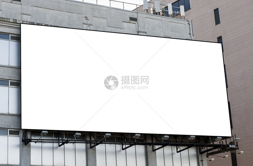 广告牌展示剪裁促销白色横幅指示牌建筑空白公告海报图片