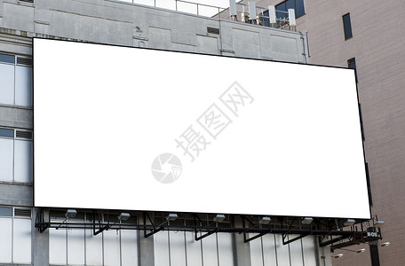 广告牌展示剪裁促销白色横幅指示牌建筑空白公告海报背景图片