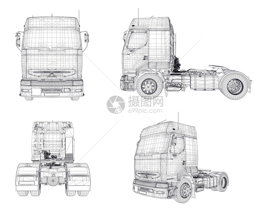 四架有线卡车图片