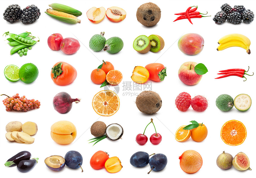 水果和蔬菜黄瓜柿子香蕉菠萝橙子椰子胡椒李子菜花柠檬图片