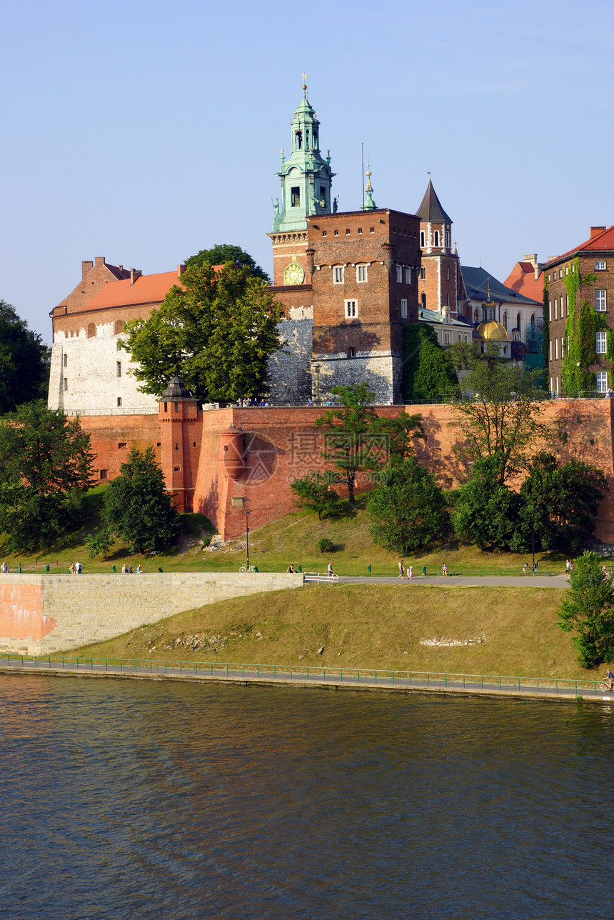 波兰克拉科夫克拉科夫Vistula河上的瓦韦尔城堡建筑堡垒历史旅游城市建筑学纪念碑寺庙旅行历史性图片