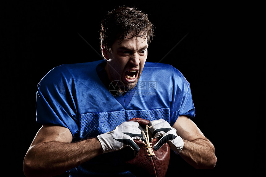 足球运动员头盔职业文化男性蓝色福利制服团队美容垫肩图片