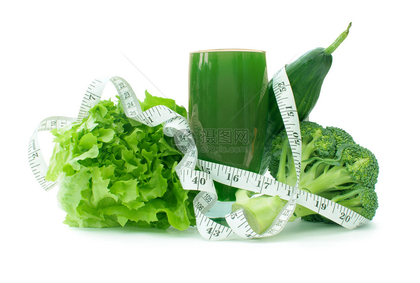 绿色蔬菜冰沙奶昔饮料排毒减肥营养磁带果汁食物测量运动图片
