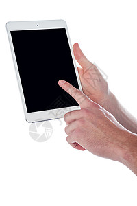 平板屏幕上的指针界面电脑互联网黑屏手指操作软垫数据触摸屏工具背景图片