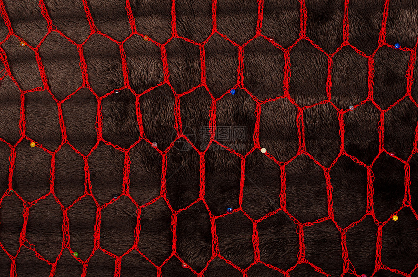 非洲非洲结构纺织品亚麻手工网格水平编织棉布红色画幅手工业图片