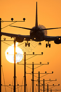 洛杉矶国际机场洛杉矶机场摄影飞机场橙子交通飞行目的地天空飞机日落太阳背景