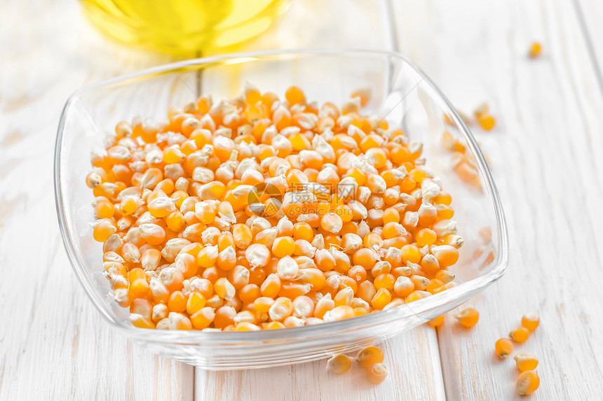 玉米和油核心食谱爆米花饮食液体烹饪玻璃生物养分食物图片